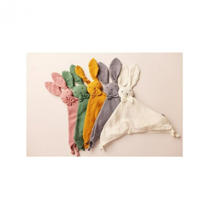 Jucarie interactiva, New Baby, Rabbit, Din muselina, Bumbac, 30x30 cm, 0 luni+, White [5]