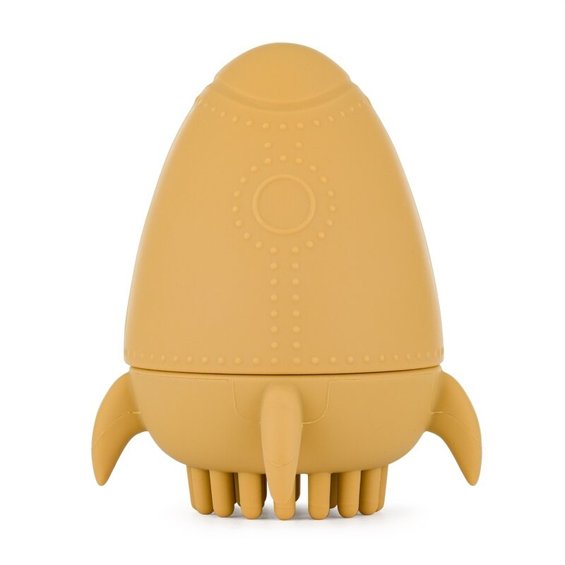 Jucarie pentru baie, Petite&Mars, Splashy Rocket, Din silicon, Fara BPA, 6 luni+, 11x7.5x7.5 cm, Ocru [3]