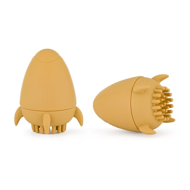 Jucarie pentru baie, Petite&Mars, Splashy Rocket, Din silicon, Fara BPA, 6 luni+, 11x7.5x7.5 cm, Ocru [1]