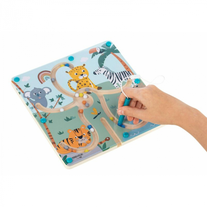 Labirint magnetic, Free2Play, Cu bile, Din lemn, Dezvolta abilitatile motorii, Stimuleaza concentrarea si rabdarea, 22,5x22x5 cm, 36 luni+, Multicolor [3]