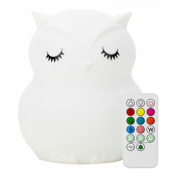 Lampa de veghe, FreeON, Silicon moale, Cu telecomanda si cablu USB, Cu 9 culori diferite si cronometru, Owl [1]