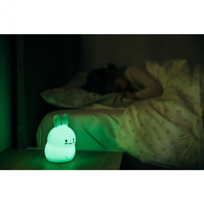 Lampa de veghe, FreeON, Silicon moale, Cu telecomanda si cablu USB, Cu 9 culori diferite si cronometru, Rabbit [5]