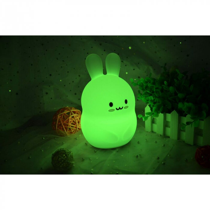 Lampa de veghe, FreeON, Silicon moale, Cu telecomanda si cablu USB, Cu 9 culori diferite si cronometru, Rabbit [9]