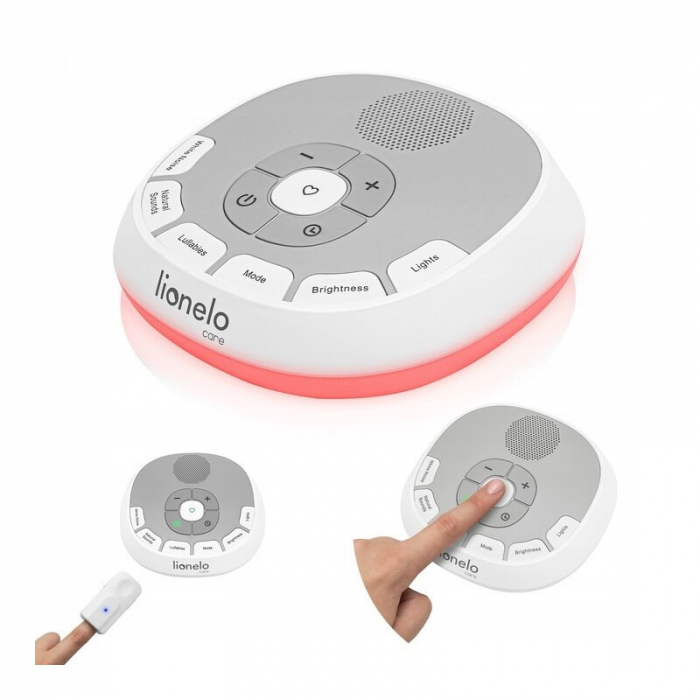 Lampa de veghe, Lionelo, BabyNap, 2 in 1, Wireless, Cu sunete si melodii de leagan, Cu 11 culori si 3 niveluri de luminozitate, Cu functie de redare si inregistrare batai inima, Alb [1]