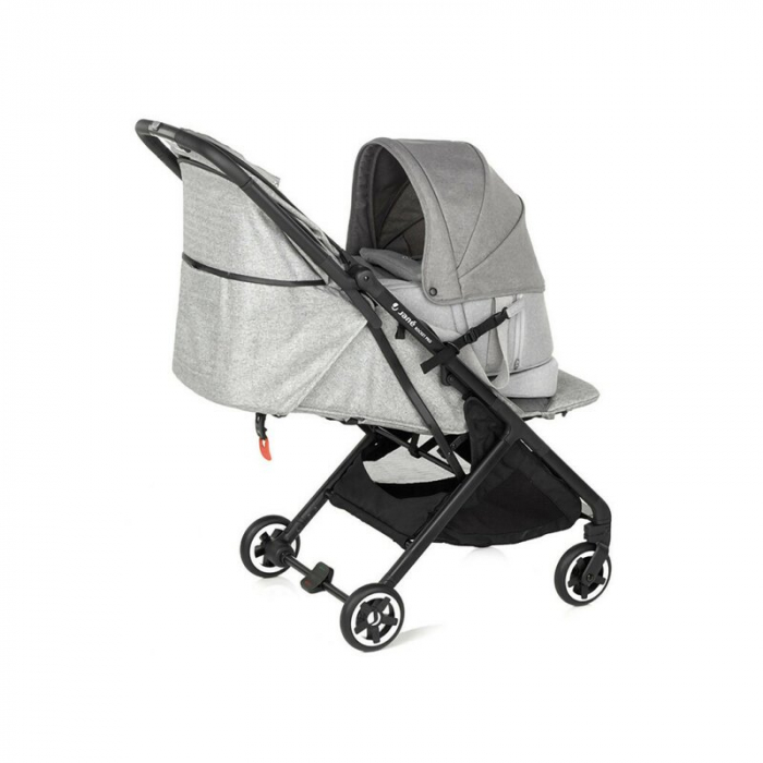 Landou portabil, Jane, Montare in carucior, Cu manere, Cu salteluta 95% materiale reciclate cu protectie UPF50, 67x29.5x43 cm, 0-9 Kg, Dim Grey [3]