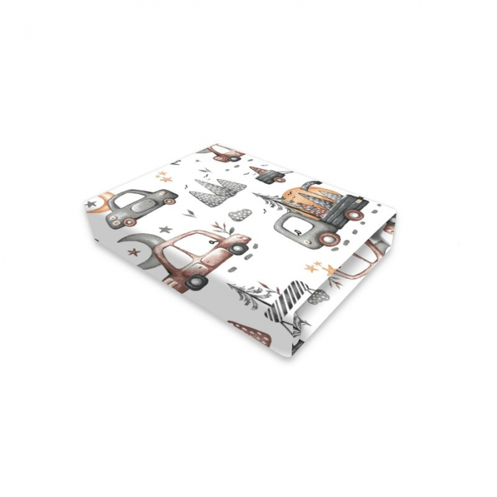 Lenjerie patut cu 3 piese, MimiNu, Cu cearceaf 120x60 cm, Din bumbac certificat Oeko Tex Standard 100, Cu pilota si husa pilota, 135x100 cm, Design, Cars Grey [4]