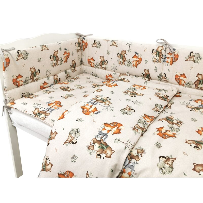 Lenjerie patut cu 3 piese, MimiNu, Pentru patut 120x60 cm, Cu protectie laterala, Din bumbac certificat Oeko Tex Standard 100, Design, Time for fun [3]