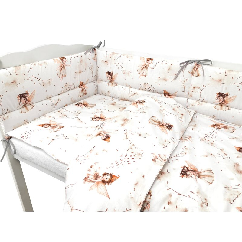 Lenjerie patut cu 3 piese, MimiNu, Pentru patut 120x60 cm, Cu protectie laterala, Din bumbac certificat Oeko Tex Standard 100, Fairy [4]