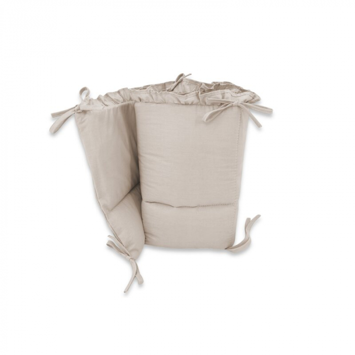 Lenjerie patut cu 4 piese, MimiNu, Pentru patut 120x60 cm, Cu doua protectii laterale, Cu volanase, Din bumbac certificat Oeko Tex Standard 100, Colectia Royal, Beige [3]