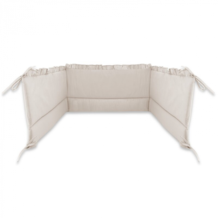 Lenjerie patut cu 4 piese, MimiNu, Pentru patut 120x60 cm, Cu doua protectii laterale, Cu volanase, Din bumbac certificat Oeko Tex Standard 100, Colectia Royal, Beige [4]