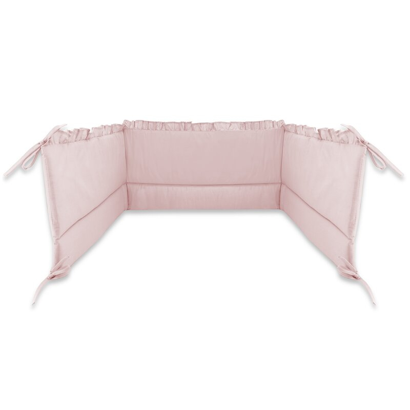 Lenjerie patut cu 4 piese, MimiNu, Pentru patut 120x60 cm, Cu doua protectii laterale, Cu volanase, Din bumbac certificat Oeko Tex Standard 100, Colectia Royal, Powder Pink [5]