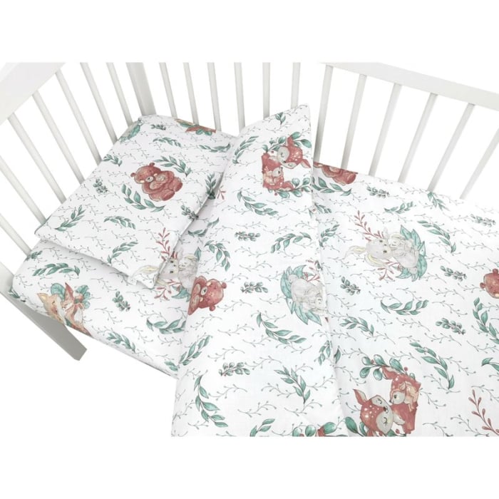 Lenjerie patut cu 5 piese, MimiNu, Cu cearceaf 120x60 cm, Pilota, Pernuta, 2 aparatori, Din bumbac certificat Oeko Tex Standard 100, Lulu Natural [3]