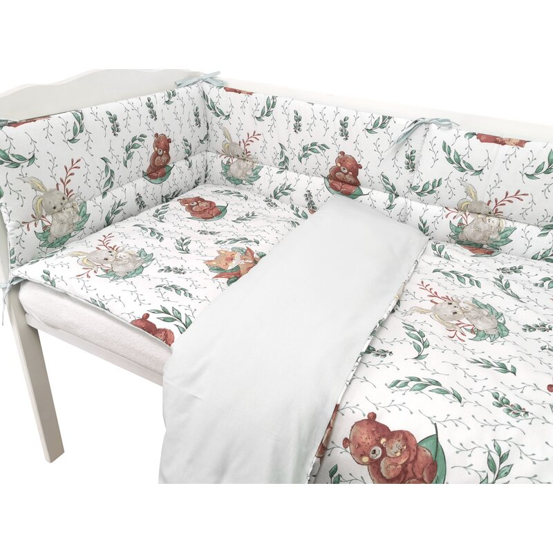 Lenjerie patut cu 5 piese, MimiNu, Pentru patut 120x60 cm, Cu pilota si perna, Din bumbac certificat Oeko Tex Standard 100, Lulu Natural [2]