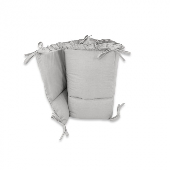 Lenjerie patut cu 5 piese, MimiNu, Pentru patut 120x60 cm, Cu volanase, Cu pilota si perna, Din bumbac certificat Oeko Tex Standard 100, Colectia Royal, Grey [3]