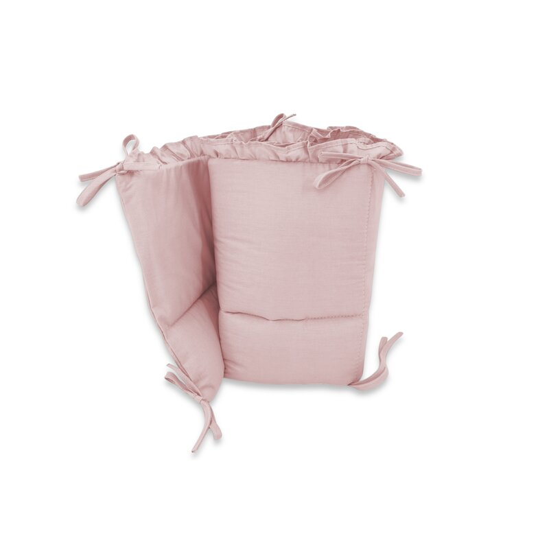 Lenjerie patut cu 5 piese, MimiNu, Pentru patut 120x60 cm, Cu volanase, Cu pilota si perna, Din bumbac certificat Oeko Tex Standard 100, Colectia Royal, Powder Pink [6]