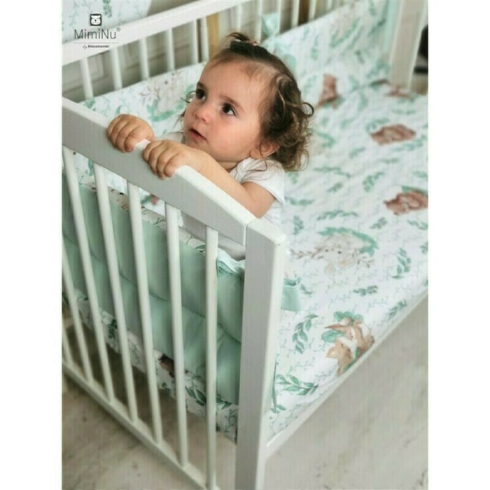 Lenjerie patut cu 6 piese, MimiNu, Pentru patut 120x60 cm, Cu pilota si perna, Cu doua aparatori laterale, Din bumbac certificat Oeko Tex Standard 100, Lulu Natural [3]
