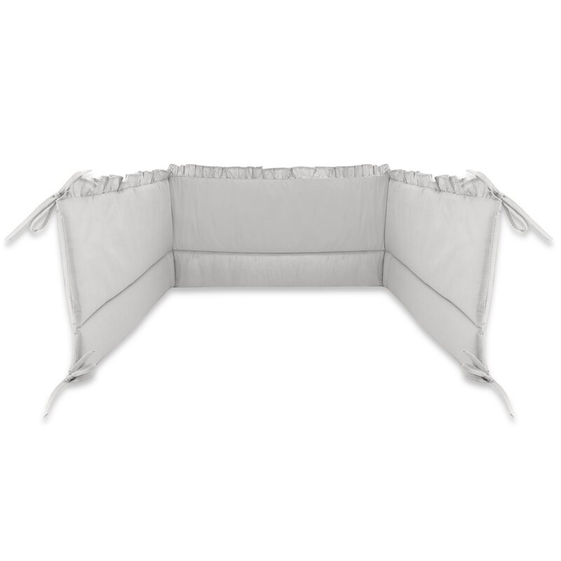 Lenjerie patut cu 6 piese, MimiNu, Pentru patut 120x60 cm, Cu volanase, Cu pilota si perna, Cu doua aparatori laterale, Din bumbac certificat Oeko Tex Standard 100, Colectia Royal, Grey [4]