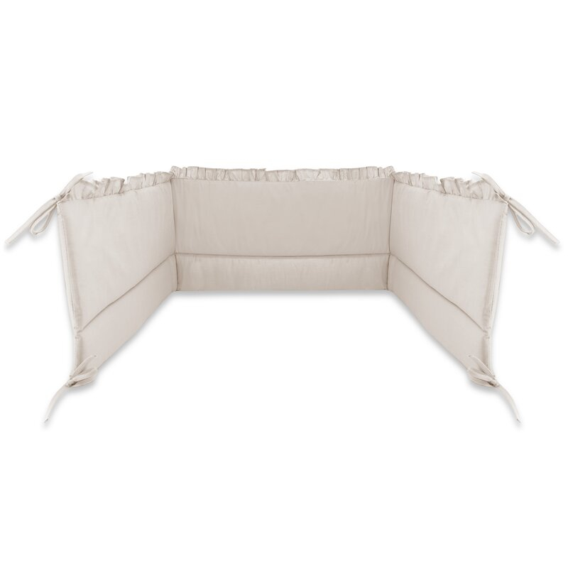Lenjerie patut cu 6 piese, MimiNu, Pentru patut 120x60 cm, Cu volanase, Cu pilota si perna, Cu doua aparatori laterale, Din bumbac certificat Oeko Tex Standard 100, Colectia Royal, Beige [5]
