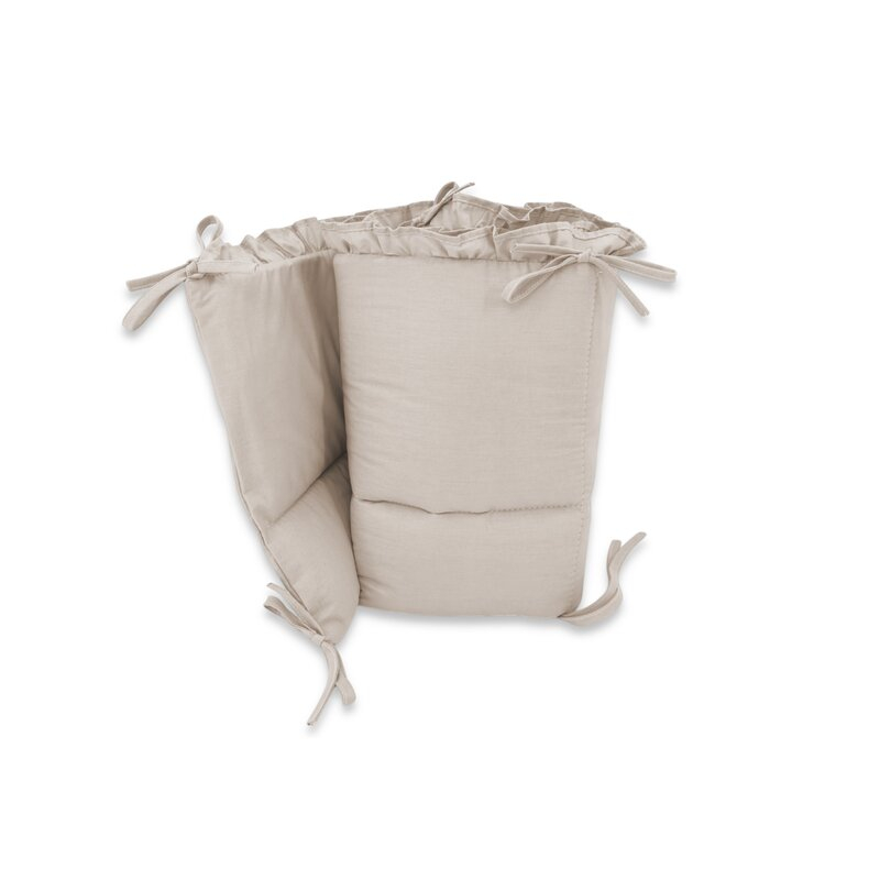 Lenjerie patut cu 6 piese, MimiNu, Pentru patut 120x60 cm, Cu volanase, Cu pilota si perna, Cu doua aparatori laterale, Din bumbac certificat Oeko Tex Standard 100, Colectia Royal, Beige [4]