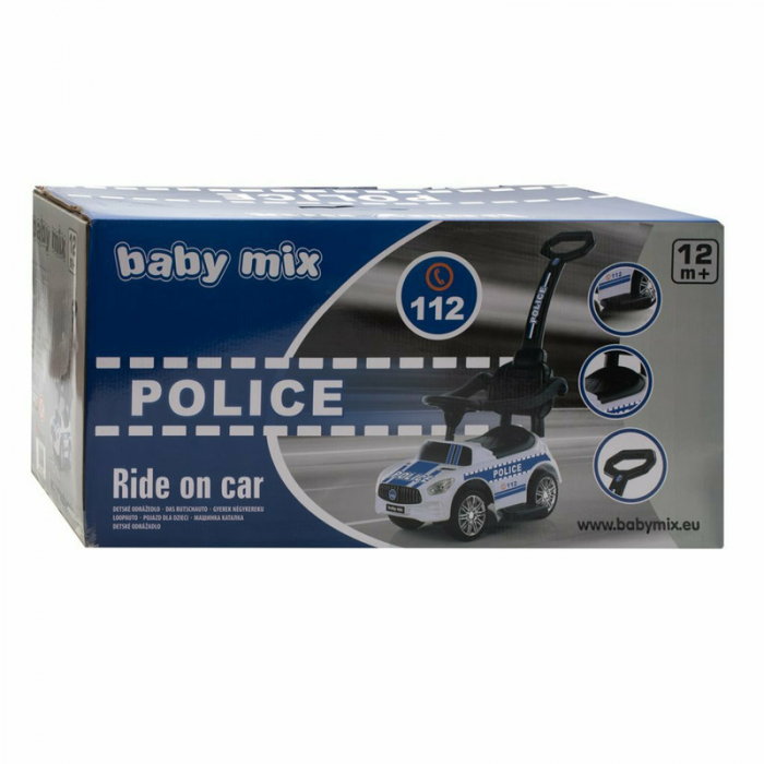 Masinuta de impins, Baby Mix, Police, Cu maner de impins detasabil, Cu protectii laterale, Cu melodii si claxon, Cu suport jucarii sub sezut [19]