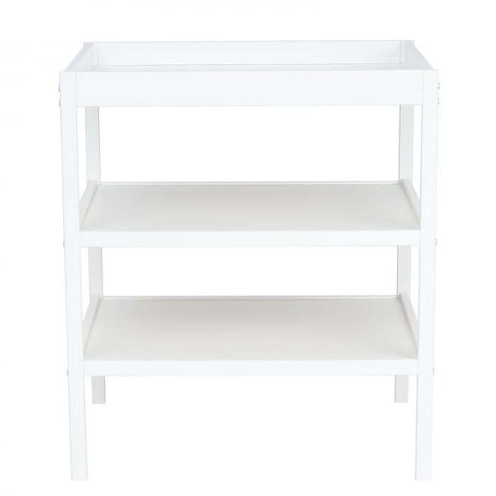 Masuta de schimbat, Qmini, Cu 2 polite pentru depozitare, Potrivita pentru saltelute de infasat de 70x50 cm, Inaltime 86 cm, Alb [10]