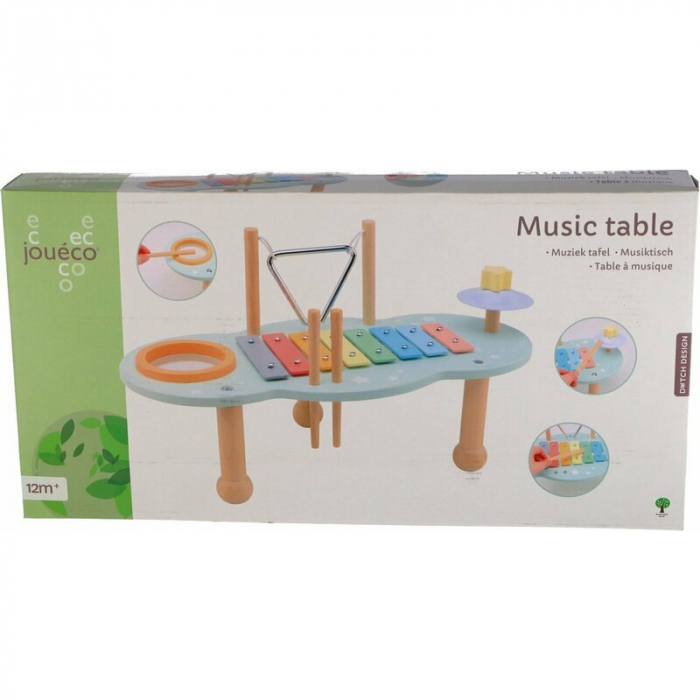 Masuta muzicala, Joueco, Multifunctionala, Din lemn certificat FSC, Cu accesorii, 44 8 x 22 5 x 24 5 cm, 12 luni+, Multicolor [8]