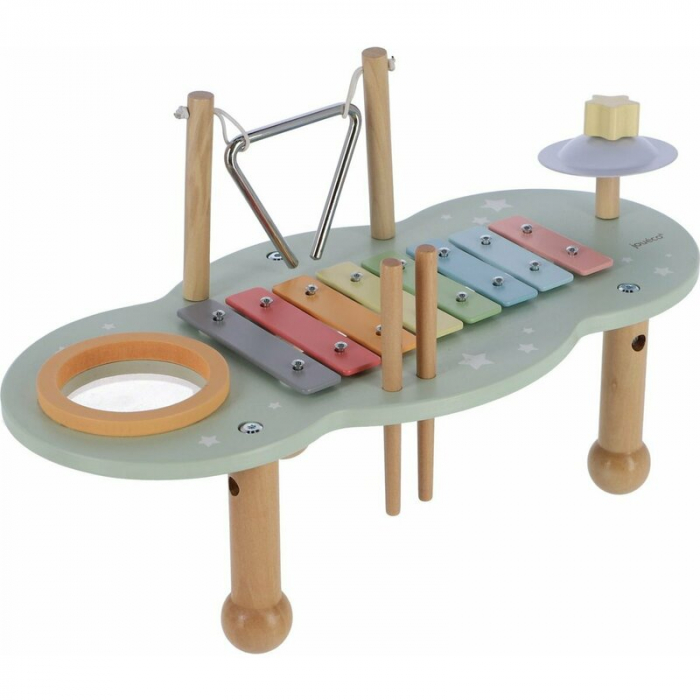 Masuta muzicala, Joueco, Multifunctionala, Din lemn certificat FSC, Cu accesorii, 44 8 x 22 5 x 24 5 cm, 12 luni+, Multicolor [2]