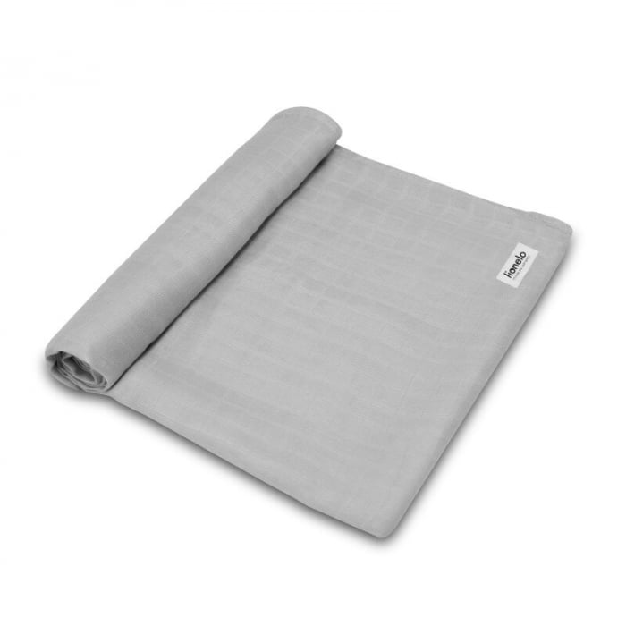 Muselina, Lionelo, Multifunctionala, Din bambus, Ideala pentru infasat, Cu proprietati antibacteriene, antifungice si antialergice, Lavabila la masina de spalat, 120x120 cm, Gri [1]