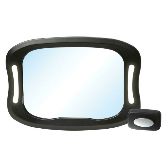 Oglinda auto, FreeON, Pentru masina, Cu iluminare LED, Include telecomanda pentru pornire si oprire usoara, 28x21 cm, Black [1]