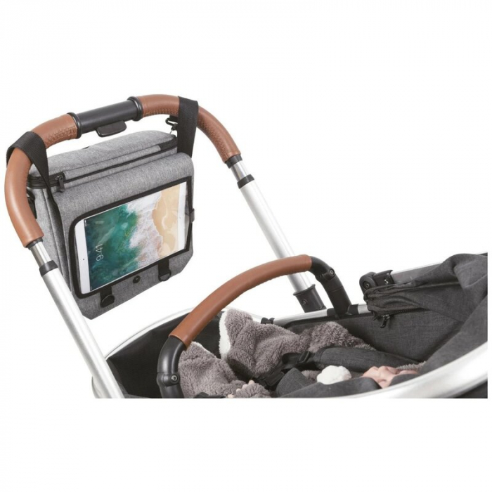 Organizator auto si pentru carucior, FreeON, 3 in 1, Transformabil in gentuta mamici, Cu suport pentru tableta, iPad, Cu buzunare, Grey [6]