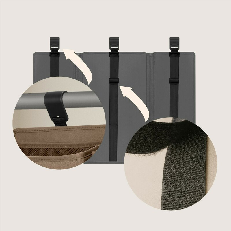 Organizator multifunctional, Lionelo, Sidepocket L, 58x11x58 cm, 3 parti independente cu multiple buzunare, Universal, Constructie ranforsata, Gri [14]