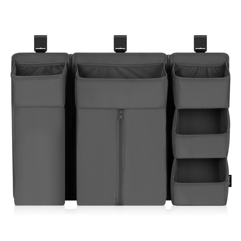 Organizator multifunctional, Lionelo, Sidepocket L, 58x11x58 cm, 3 parti independente cu multiple buzunare, Universal, Constructie ranforsata, Gri [1]
