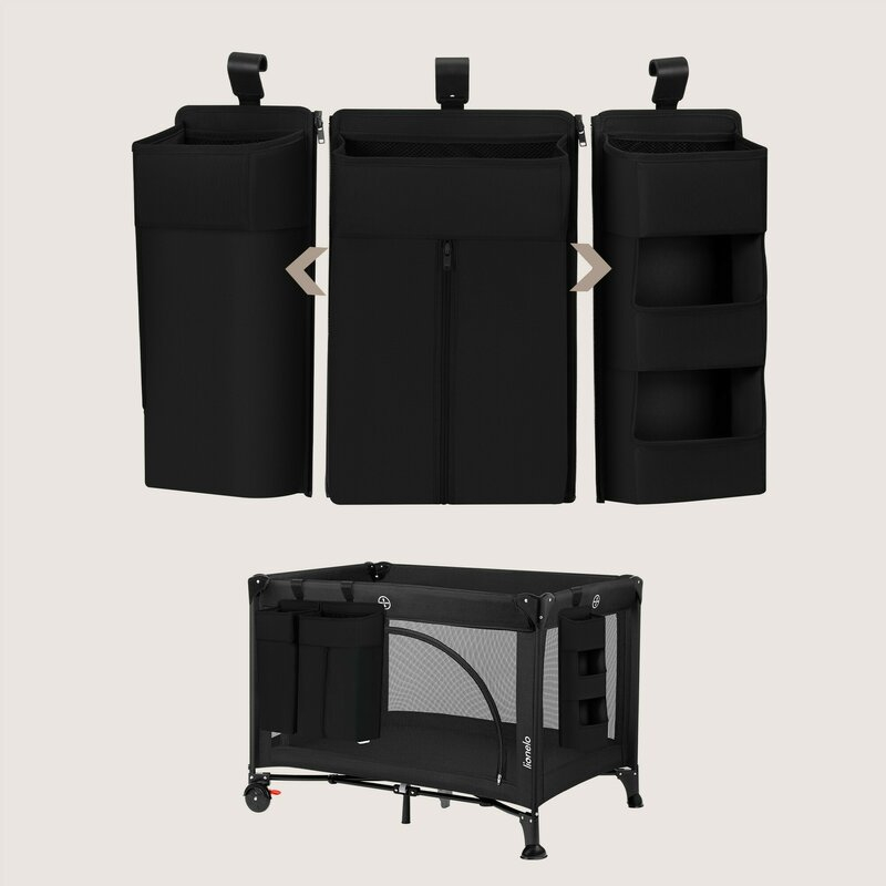 Organizator multifunctional, Lionelo, Sidepocket L, 58x11x58 cm, 3 parti independente cu multiple buzunare, Universal, Constructie ranforsata, Negru [11]