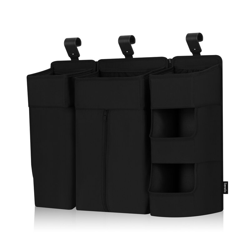 Organizator multifunctional, Lionelo, Sidepocket L, 58x11x58 cm, 3 parti independente cu multiple buzunare, Universal, Constructie ranforsata, Negru [7]