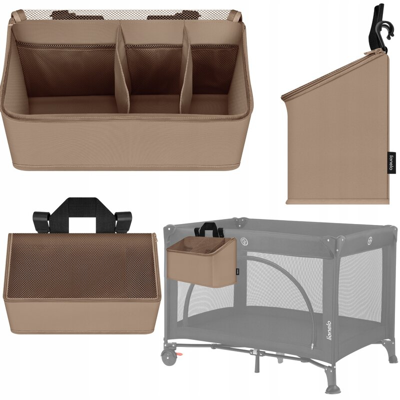 Organizator multifunctional, Lionelo, Sidepocket M, 43x15x23 cm, 3 compartimente, Universal, Constructie ranforsata, Bej [7]