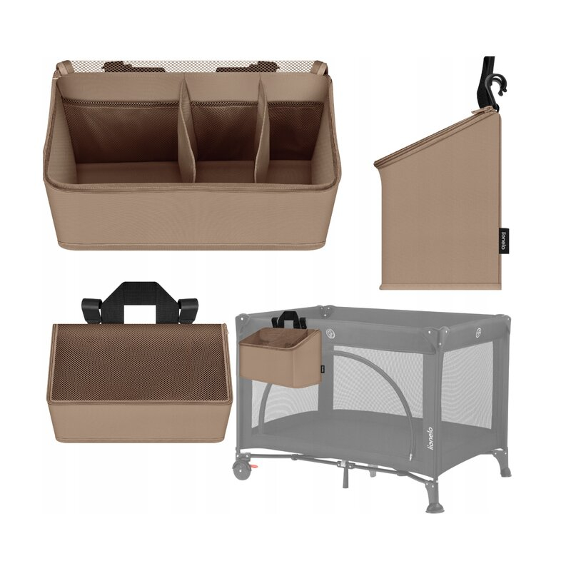 Organizator multifunctional, Lionelo, Sidepocket M, 43x15x23 cm, 3 compartimente, Universal, Constructie ranforsata, Bej [8]