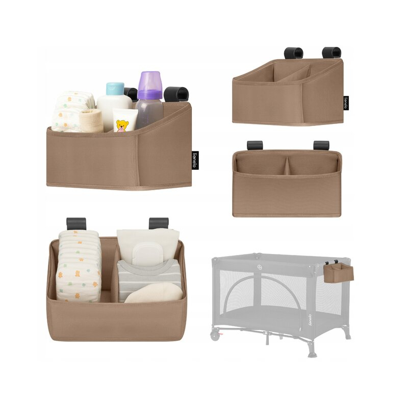 Organizator multifunctional, Lionelo, Sidepocket S, 26x12x15 cm, 2 compartimente, Universal, Constructie ranforsata, Bej [10]