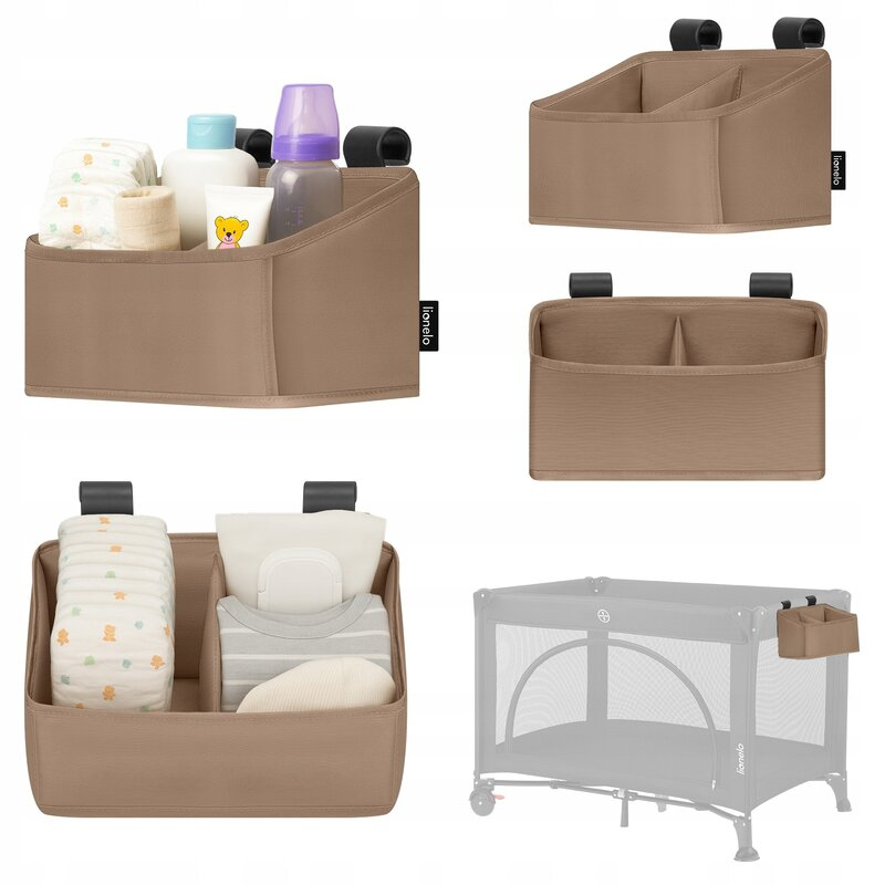 Organizator multifunctional, Lionelo, Sidepocket S, 26x12x15 cm, 2 compartimente, Universal, Constructie ranforsata, Bej [15]