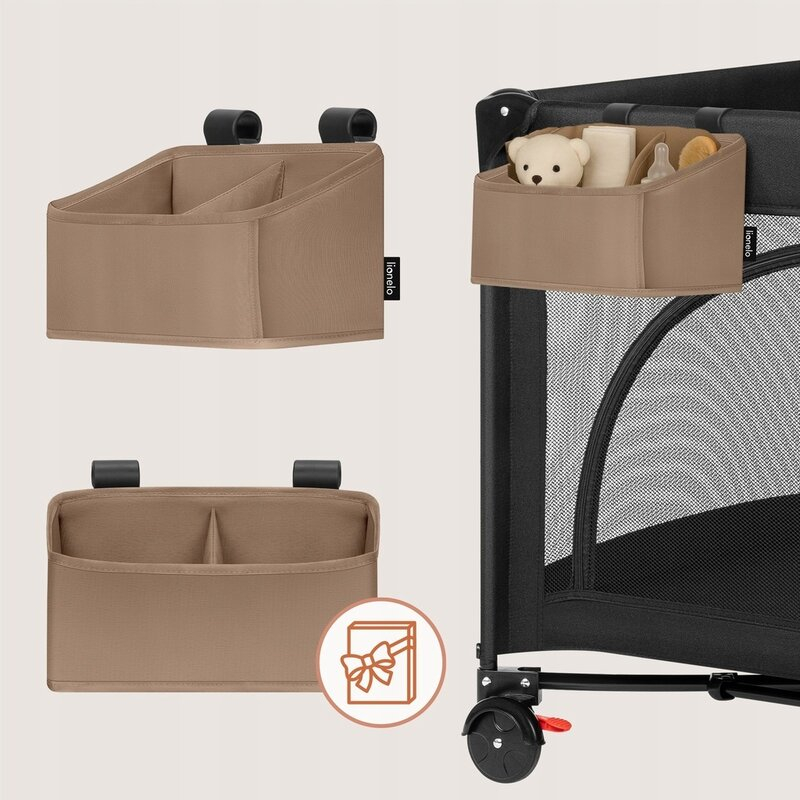 Organizator multifunctional, Lionelo, Sidepocket S, 26x12x15 cm, 2 compartimente, Universal, Constructie ranforsata, Bej [11]