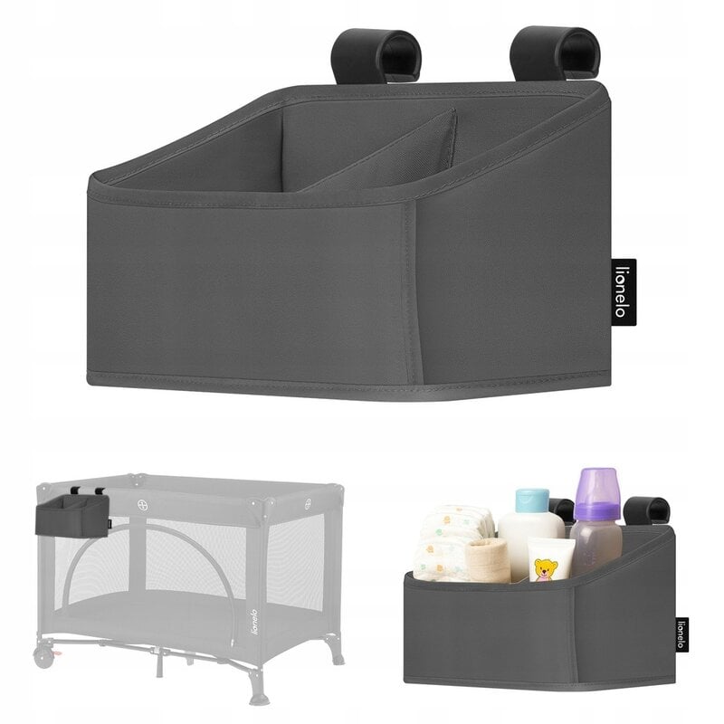 Organizator multifunctional, Lionelo, Sidepocket S, 26x12x15 cm, 2 compartimente, Universal, Constructie ranforsata, Gri [15]