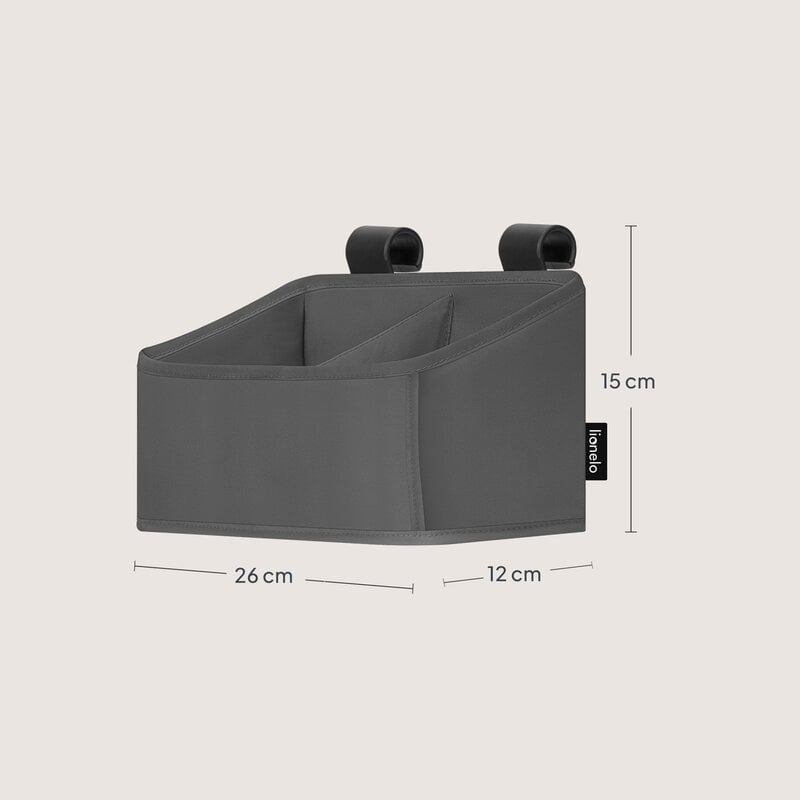 Organizator multifunctional, Lionelo, Sidepocket S, 26x12x15 cm, 2 compartimente, Universal, Constructie ranforsata, Gri [8]