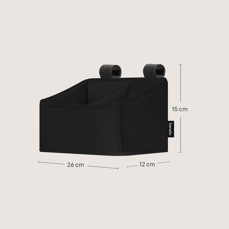 Organizator multifunctional, Lionelo, Sidepocket S, 26x12x15 cm, 2 compartimente, Universal, Constructie ranforsata, Negru [8]