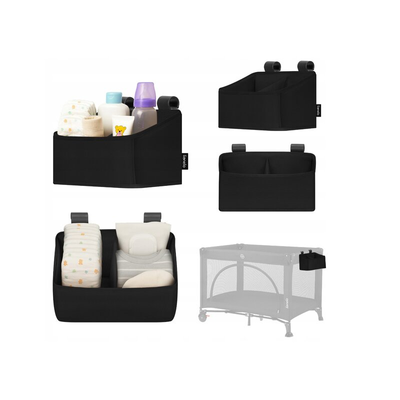 Organizator multifunctional, Lionelo, Sidepocket S, 26x12x15 cm, 2 compartimente, Universal, Constructie ranforsata, Negru [10]