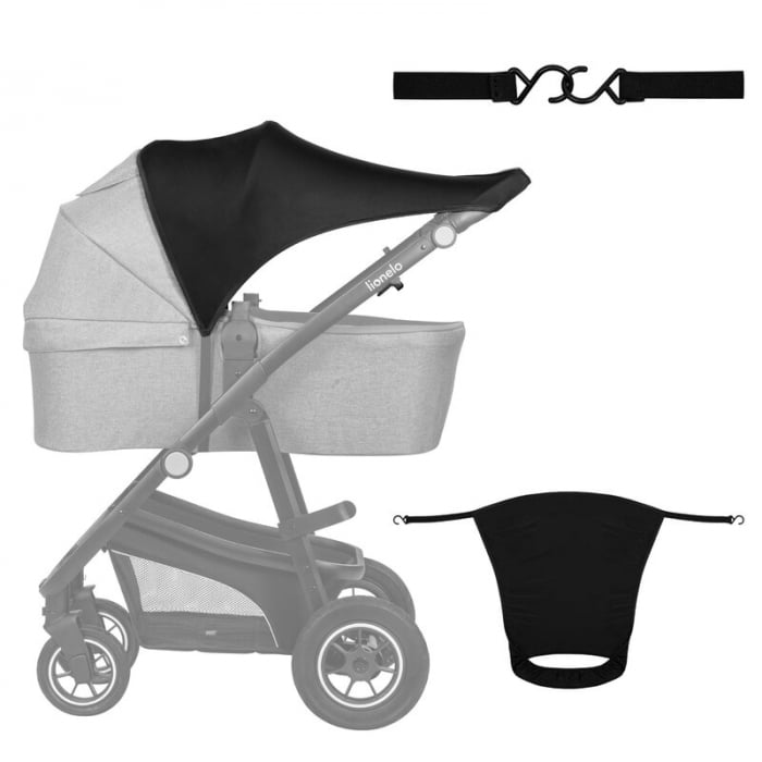 Parasolar, Lionelo, Pentru carucior, Material textil, Cu protectie UPF 50+, 53 x 51 cm, Negru [10]