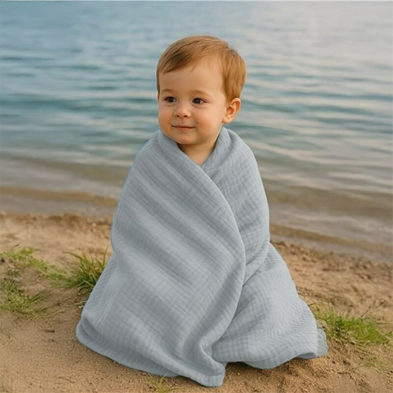 Paturica bebe, New Baby, 70x100 cm, Din muselina, 100% bumbac certificat Oeko Tex Standard 100, Grey [5]