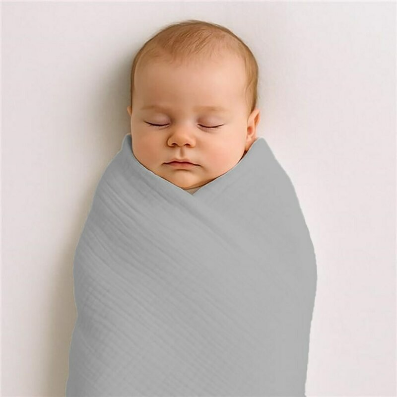 Paturica bebe, New Baby, 70x100 cm, Din muselina, 100% bumbac certificat Oeko Tex Standard 100, Grey [4]