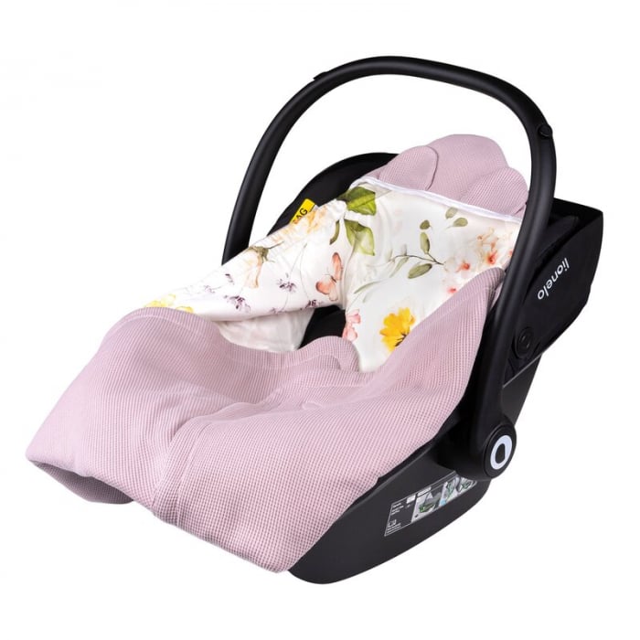 Paturica de infasat, Lionelo, Pentru scoica auto, carucior si landou, Cu multiple utilizari, Cu inchidere arici velcro, Dimensiune 90x90 cm, Din bumbac, TOG 2.5, 12-18 luni, Roz [4]
