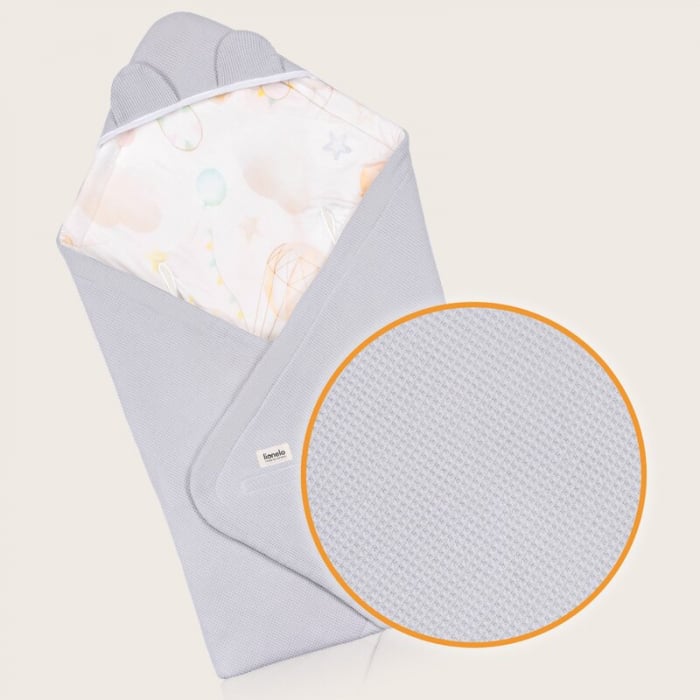 Paturica de infasat, Lionelo, Pentru scoica auto, carucior si landou, Cu multiple utilizari, Cu inchidere arici velcro, Dimensiune 90x90 cm, Din bumbac, TOG 2.5, 12-18 luni, Albastru [7]
