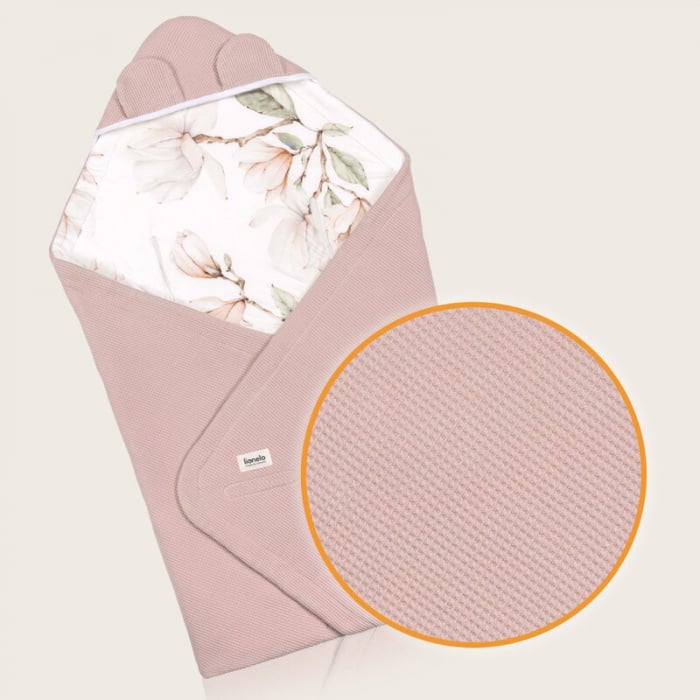Paturica de infasat, Lionelo, Pentru scoica auto, carucior si landou, Cu multiple utilizari, Cu inchidere arici velcro, Dimensiune 90x90 cm, Din bumbac, TOG 2.5, 12-18 luni, Bej [7]