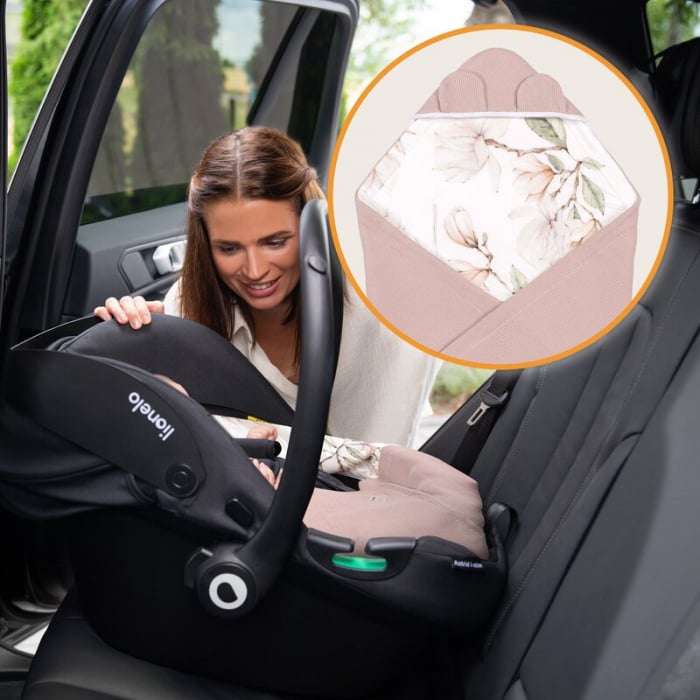 Paturica de infasat, Lionelo, Pentru scoica auto, carucior si landou, Cu multiple utilizari, Cu inchidere arici velcro, Dimensiune 90x90 cm, Din bumbac, TOG 2.5, 12-18 luni, Bej [10]